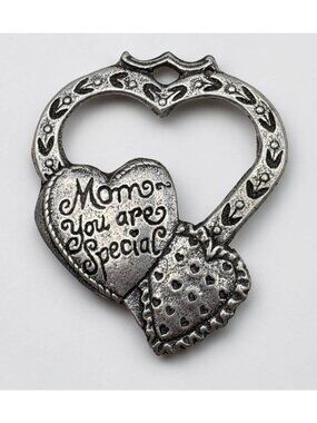 Heart Pewter Ornament Mom You Are Special Engraved Floral Gift Mothers Day